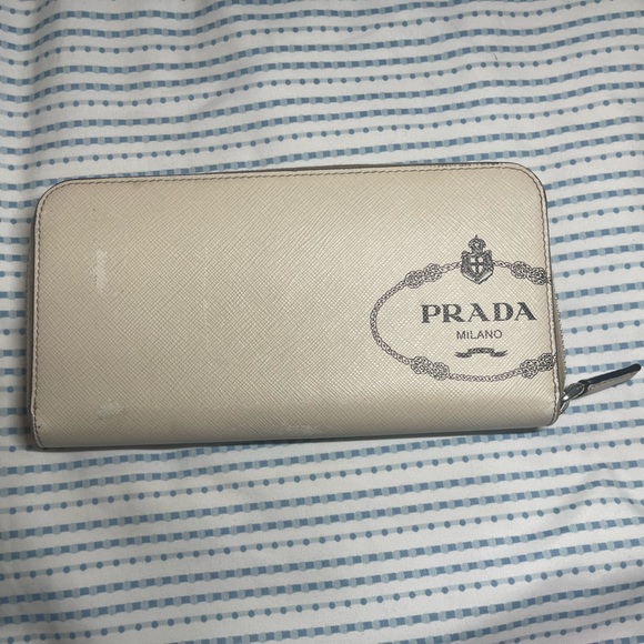 PRADA MILANO LEATHER LOGO LONG ZIPPY WALLET - Picture 1 of 15